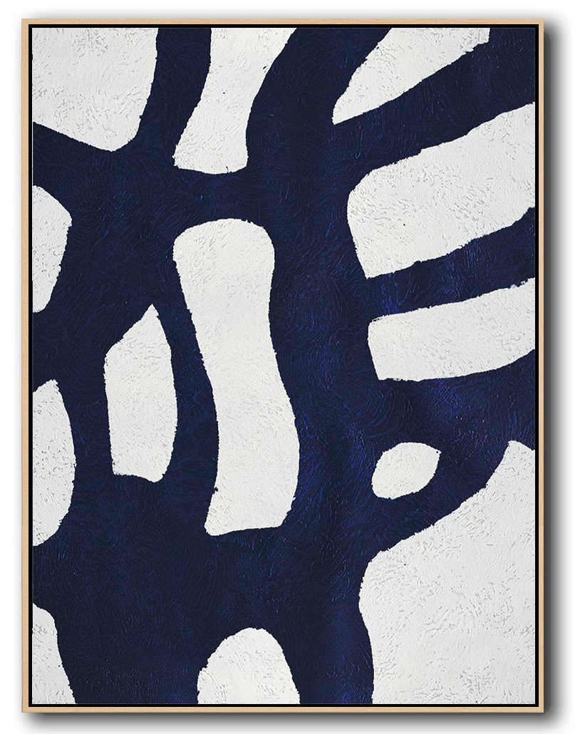 Buy Hand Painted Navy Blue Abstract Painting Online - Canvas Prints Made From Photos Huge